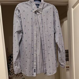 Crown & Ivy Men's Blue Striped Button Down Shirt